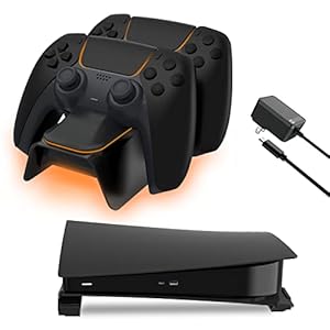 NexiGo PS5 Horizontal Stand with Controller Charger, Playstation 5 Charging Station with LED Indicator, Fast Charging…