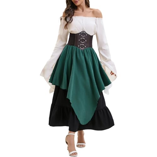Medieval Plaid Skirt A Line Renaissance Layered Maxi Long Skirts Ren Faire High Waist Corset Tartan Gothic Dress - Main Image