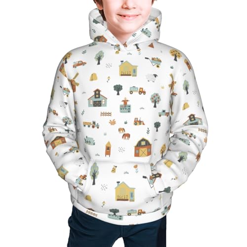 Farm with Farm Houses Kid Hoodies Boys Sweatshirts Girls Pullover with Pocket3