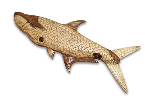 Kinaree Suar Holz Deko Fisch - 150cm Skulptur Hecht - Akazie Fisch Statue Wandbild Kinaree Suar Holz Deko Fisch - 150cm Skulptur Hecht - Akazie Fisch Statue Wandbild