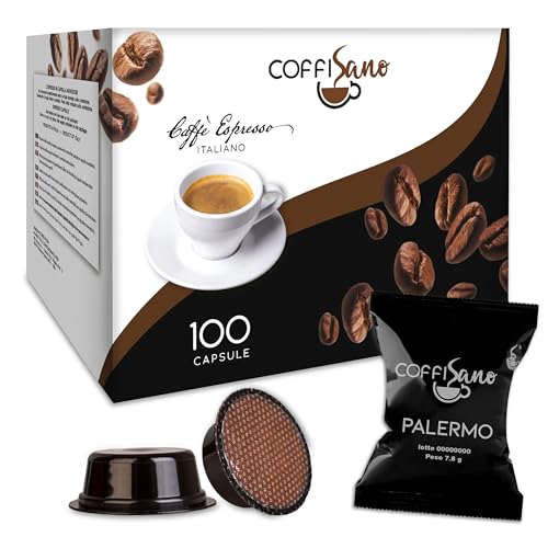 COFFISANO 100 Capsule di Caffè Compatibili con A Modo Mio Miscela Palermo - Espresso Monodose Italiano, Aroma Sapore Intenso e Corposo