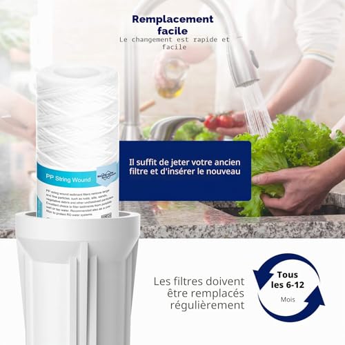 Membrane Solutions Cartouche de filtre à eau pour sédiments enroulés de 20 micron[6 Pack],pour l'osmose inverse, filtration de sédiments dans toute la maison, Taille standard 10 pouces, Lot de 6 – vue 6