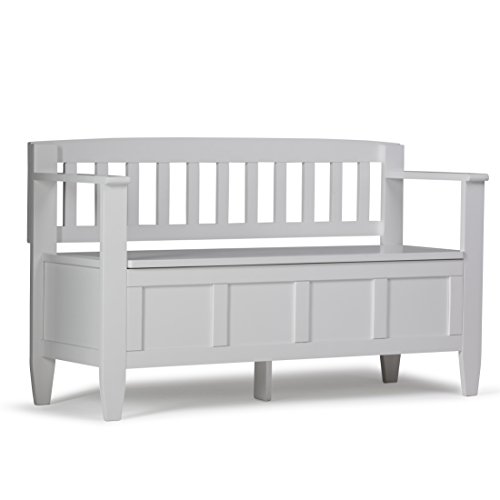 SIMPLIHOME Brooklyn Entryway Storage Bench - 48 inch Wide Solid Wood Hallway Bench in White, Contemporary Mudroom Bench for Entry or Foyer with Lift-Up Lid and Spacious Hidden Storage