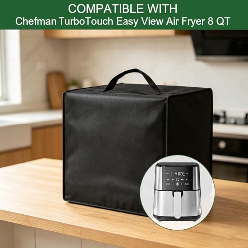 Image of Heavy Duty Air Fryer Dust Cover for Chefman 8QT TurboFry XL Air Fryer,13.78 inchDx11.02 inchWx13.39 inchH, 600D Nylon w /12m Foil Lining, Heat-Resistant Waterproof Oil-Proof, Reusable AirFryer Dust Cover