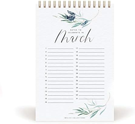Bliss Collections Perpetual Calendar for Birthdays and Anniversaries, 12 Month Botanical Floral Dates to Remember Book, Journal for Important & Special Days, Wall Hanging Date Organiser, 176 x 250 mm