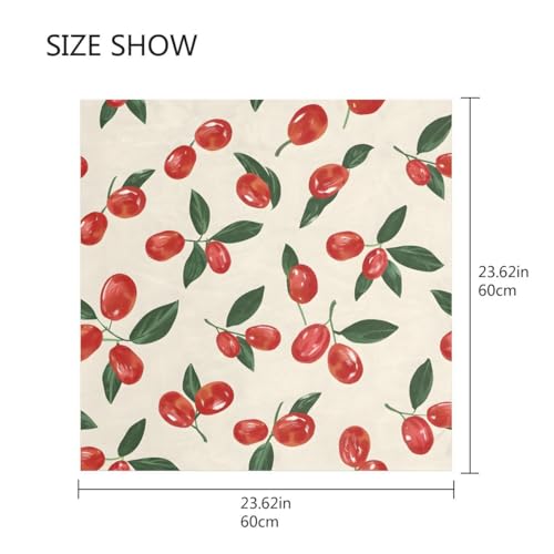 Women's Square Silk Hair Scarves and Wraps Headscarf Red Dates Cherry Tomato Head Neck Scarf Bandana 24inch2