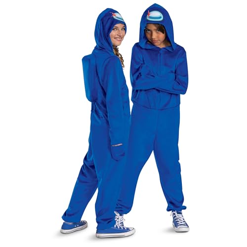 DISGUISE Among Us Blue Impostor - Mono con capucha clásico para niños, disfraz oficial con el icónico aspecto de impostor azul para Halloween y diversión de disfraces