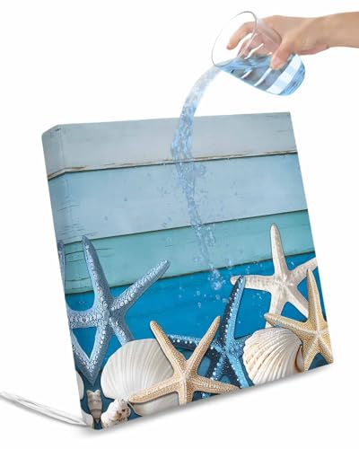 2 Pack Coastal Starfish Waterproof Cushion Covers with Ties, Outdoor Patio Chaise Lounge Chair Seat Cushion Slip Covers Replacement(Only Cover) Summer Nautical Seshells Country 24