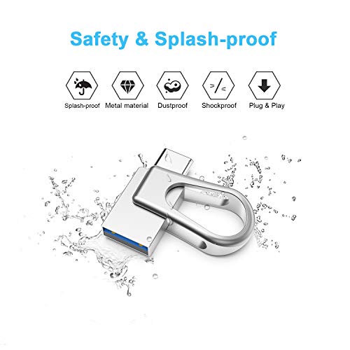 Flash Drive 32Gb Dual Usb C Usb 3.0 Otg With Keychain Hole Usb Flash Drive For Laptop Pc Pda Smartphones Tablet Samsung (Silver,32Gb) #TOP2