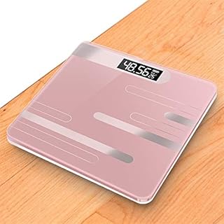 Báscula de Suelo para baño, báscula de Grasa Corporal, Carga USB, báscula Digital electrónica de Vidrio, Pantalla LCD, medición precisa (Color: línea Negra) (línea Oro Rosa)
