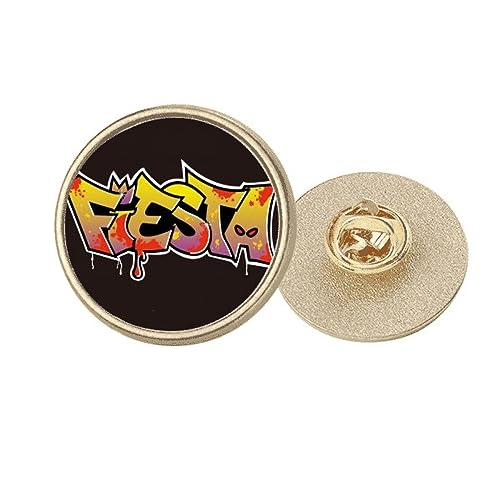 Broche ronde métal doré Graffiti fait main accessoire de luxe M