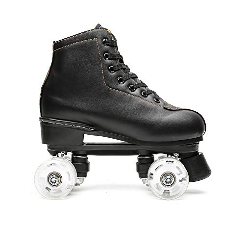 Exgingle Adult Roller Skates High Top Indoor Outdoor Quad Skates Black 10.5 M Us Women #TOP6