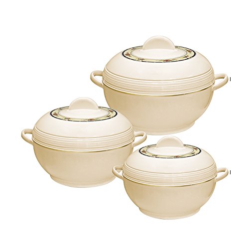 Asian Ambiente Large Food Warmer Hot Pot Set Of Insulated Casseroles 6 8 And 10 Litre