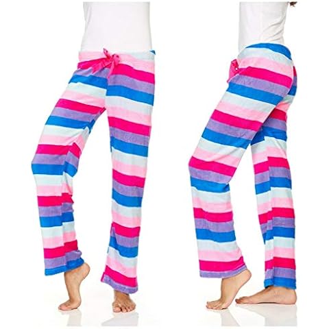 Coco Lingerie Womens Plush Fleece Lounge Pajama Sleep Pants S-XL (XLarge (Waist 36"-40"), Rainbow) Cover