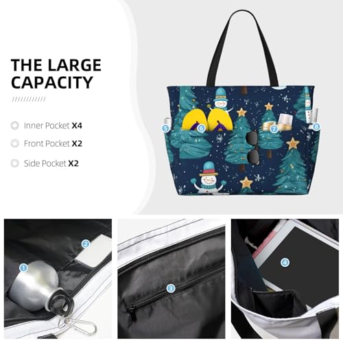 Christmas Snowman Print Large Gym Tote Carry On Bag With Wet Compartment For Travel3