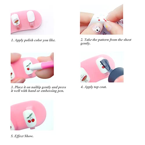 Ihukeit 10 Sheets Cute Nail Stickers For Kids Including Animals Fruits Flowers Food Rainbow Leaves Designs Self Adhesive Nail Decals For Little Girls Women Nail Art Decoration Fun #TOP4