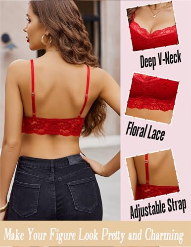 Image of Avidlove Lace Bralette for Women V Neck Cami Tank Y2k Camisoles Adjustable Spaghetti Strap Crop Top Non Padded