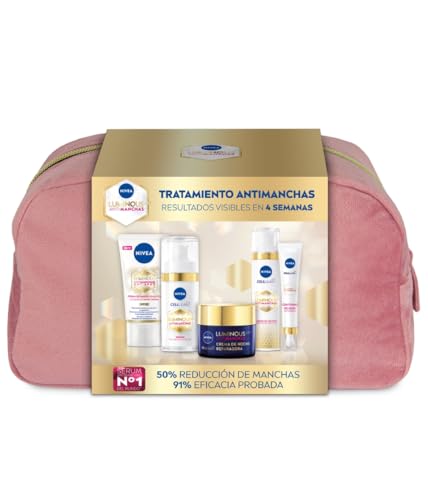 NIVEA Luminous Antimanchas, pack de regalo para mujer con crema de día (40 ml), crema de noche (50 ml), sérum (30 ml), contorno de ojos (15 ml) y crema de manos (50 ml)