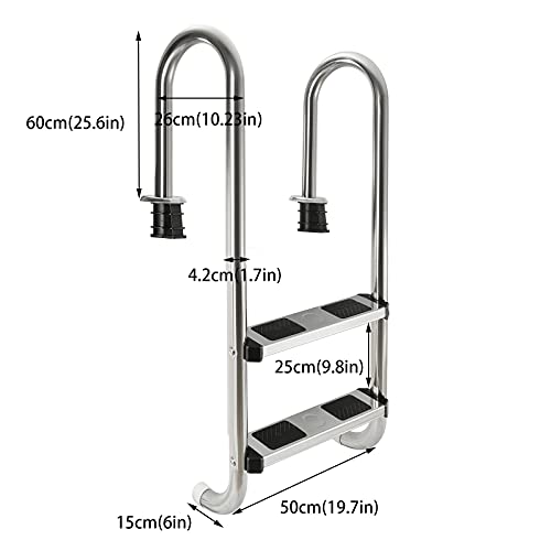 Escalera para piscina acero inoxidable 2 peldaños 50x26x130 cm miniatura 5
