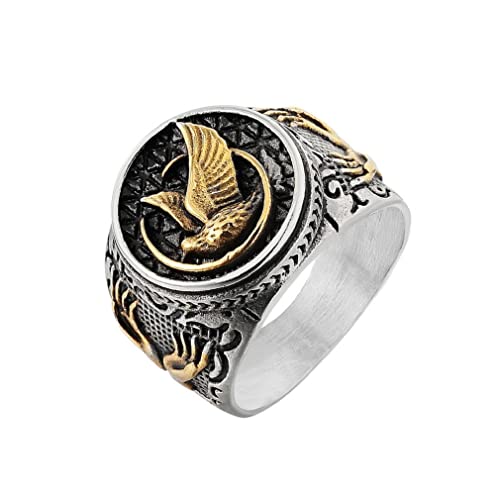 Bague colibri homme bague vintage acier inoxydable bague oiseau viking punk