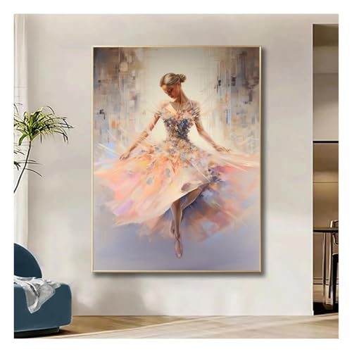 Impression féminine toile ballet rose aquarelle grand format d'art mural 50x70cm