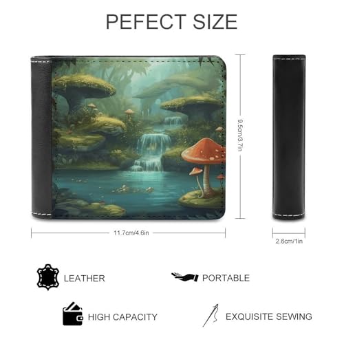 View of Fantasy River Mushroom Men Wallet Slim Thin Credit Card Women Money Clip Leather Bifold Front Pocket Wallets2