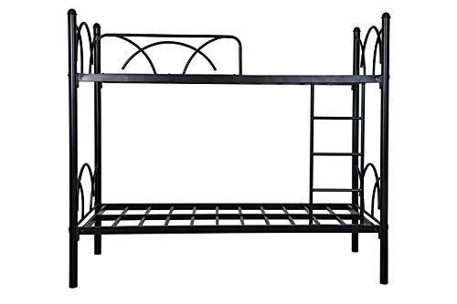 Image of Metal Bunk Bed for Kids | Twin Over Twin Bunker Bed for Adults with Metal Bed Frame and Sturdy Guardrail | Bunk Bed for Home with Mattress Queen (Bottom) + Single (Top)
