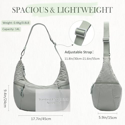 Image of VASCHY Crossbody Crescent Bag for Women, Casual Lightweight Nylon Large Slouchy Hobo Bags Purses for Travel /Gym /Work /College
