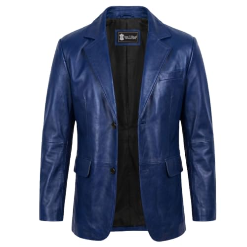 Image of Isaac & David Chicago Lambskin Genuine Casual Wear Leather Blazer Sport Coat Classic Button Closure for Men 2 Button Coat