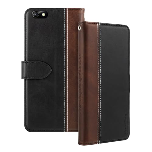 Shantime Funda de Piel con Solapa Compatible con Huawei Honor 4X Case con Portatarjetas Bloqueo RFID Soporte Magnético Delgado Diseño Delgado Cubierta(Negro)