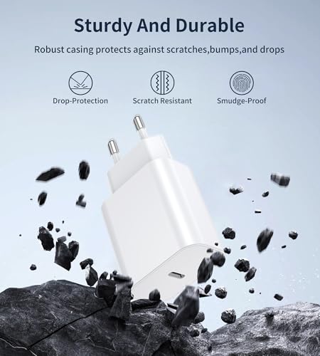 BHHB 20W USB C Oplader, A-pple Adapter Netadapter ontwikkeld voor i-Phone, USB C Plug compatibel met i-Phone 17/16/15/14/13 Plus Pro Max Mini, Air-Pods i-Pad, Samsung Galaxy S25/24/23(2 Poorten) - Afbeelding 6