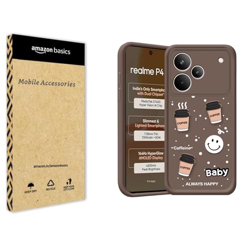 Image of amazon basics Back Case Cover Compatible for Realme P4 5G | Cute Fun Cartoon 3D Ball | Coffee Silicone Case | Camera Protection | Body Protection | Shock Proof | Color Brown