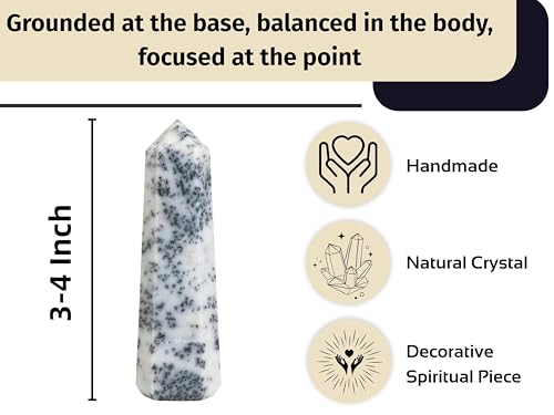 Image of Crystal Heaven Dendrite Opal Crystal Tower Obelisk Point For Chakra, Healing And Balancing - Aaa Grade Original Certified Gemstone Agate For Reiki Meditation Yoga Spiritual (3-4 Inches)