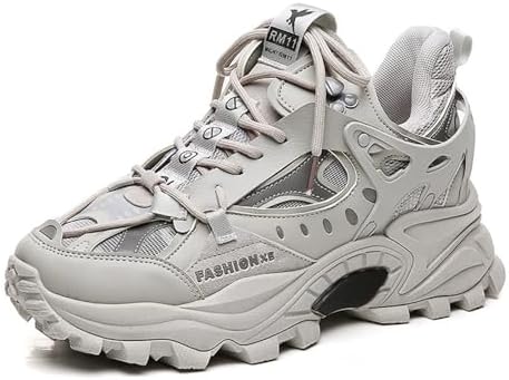 Netehadi Men's Fashion Leather High Top Lace Up Chunky Platform Sneakers Casual Non Slip Round Toe Driving Walking Jogging Tennis Training Shoes