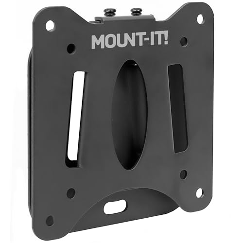 Mount-It! Ultra Low Profile Fixed TV Wall Mount for 13 to 32 Inch Screens Slim TV Wall Mount Fits VESA 75 and 100 mm Flush TV Bracket 0.55 Design with 60 lb Capacity Built-in Bubble Level