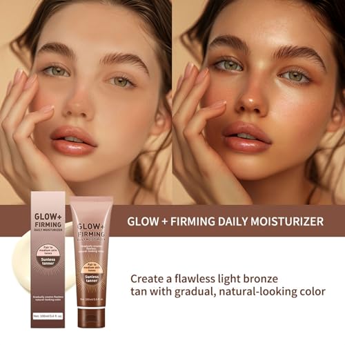 Image of Glow+Firming Self Tanner Body Lotion, Sublime Bronze Leg Makeup, Cover Up Makeup Waterproof No Transfer, Streak-Free Fake Tan, Fair to Medium Skin Tone