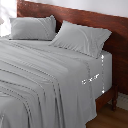 Bedsure Deep Pocket Queen Sheets Set Fits Mattresses Up to 21" Thick