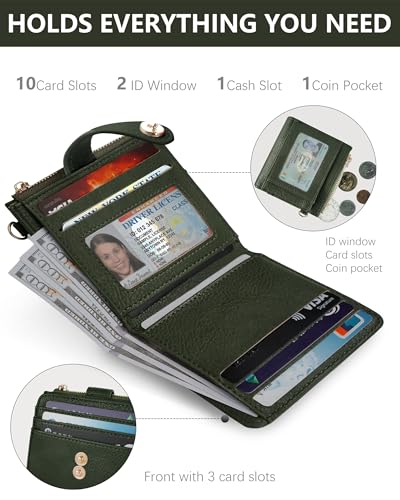 Image of Keychain Wallet Wristlet for Women,RFID Small Wallet for Women | Wallet Wristlet with Zipper Coin Pocket,Vegan Leather Card Wallets for Women, 2 ID Window,Gift