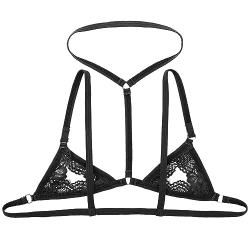 Men Sissy Lace Bra Bralette Tops Crossdresser Gay Underwear Strap Girly Halter Sexy Lingerie Sleepwear Nightwear4