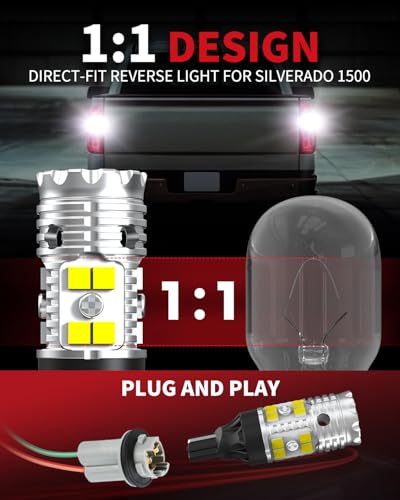 LASFIT 921 W16W LED Reverse Backup Light Bulbs for 2014-2021 2022 2023 2024 2025 Silverado 1500 2500 3500 HD, 6000K Cool White Super Bright OEM Replacement, 2 pcs - Image 3
