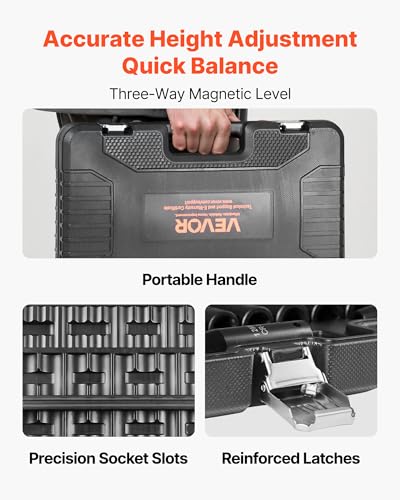 Image of VEVOR Impact Socket Set, 26pcs x 1 /2inch Metric 10mm-36mm Impact Sockets, 6-Point Deep Socket Rugged Construction High-torque, Cr-V 1 /2 Inches Drive Socket Set Impact with a Storage Cage