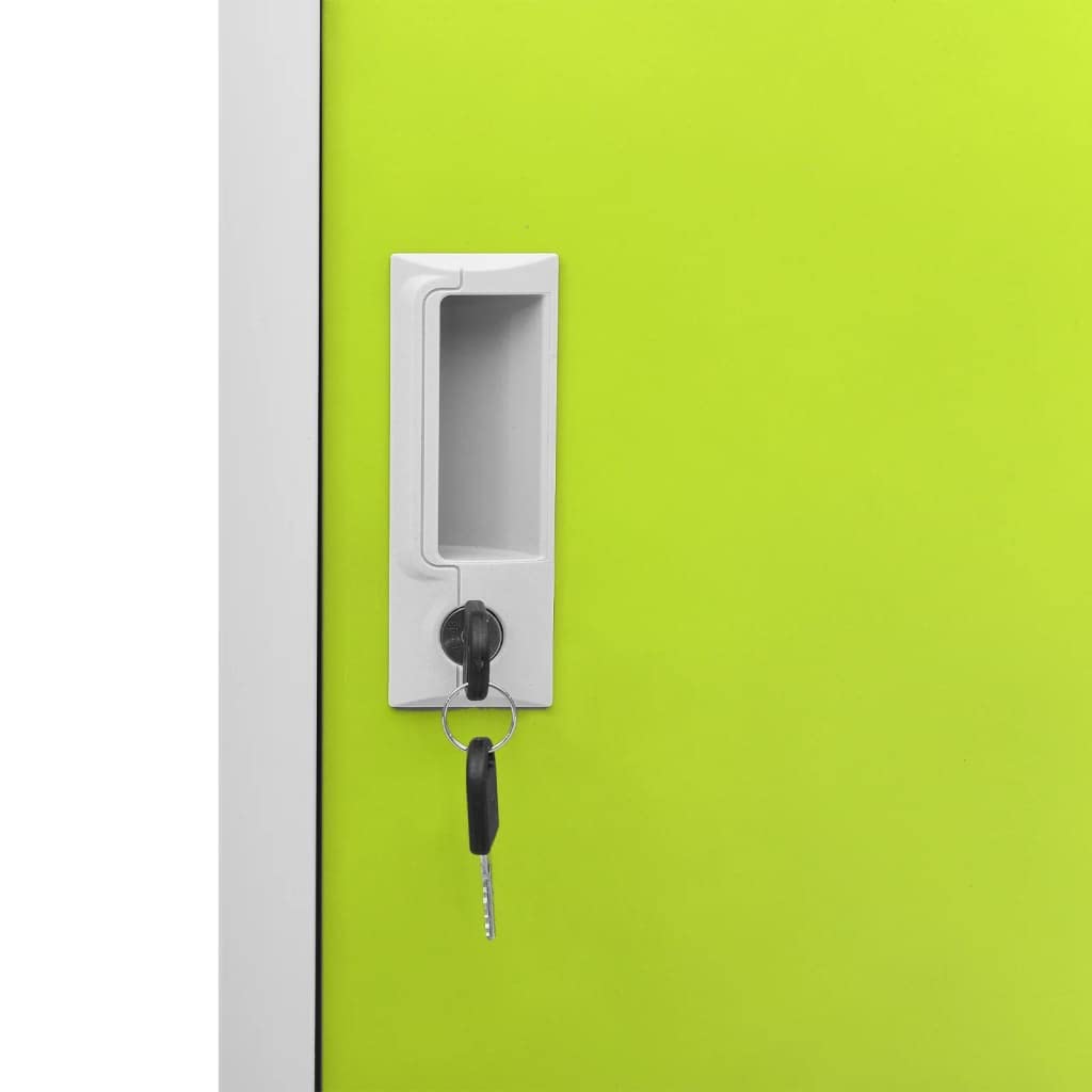 Armario de almacenamiento con cerradura, juego de 5 unidades, color gris claro y verde, taquilla de metal para escuela, oficina, espacio de almacenamiento, taquilla de acero, 90 x 45 x 92,5 cm