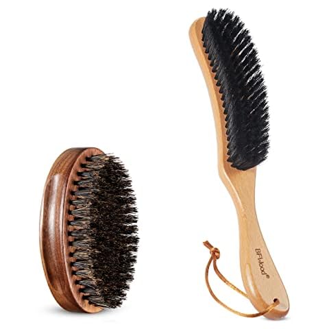 BFWood Boar Bristle Beard Brush and Clothes Brush Cover