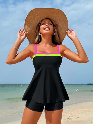ZAFUL Womens Tankini Swimsuits Two Piece Bathing Suits Flowy Ruffle Swimwear with Shorts3