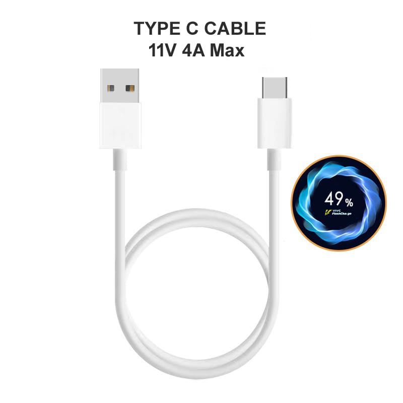 Image of 44w Flash Charge Fast Charger for Vivo V21, V20, Y73, Y100, T2,T1, T4X, Lite /Ultra /T3 /3X /Pro /T2X,Z10 / 10X /5G,9X,9S,Lite,7 Pro,Y28S /28E /39 /19E