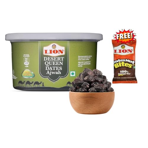 Image of Lion Desert Queen Dates 500g - Ajwa dates original - Healthy & Nutritious Snack - Rich in Vitamins & Minerals - Natural Sweetener - Saudi Arabia dates - khajoor (Large)
