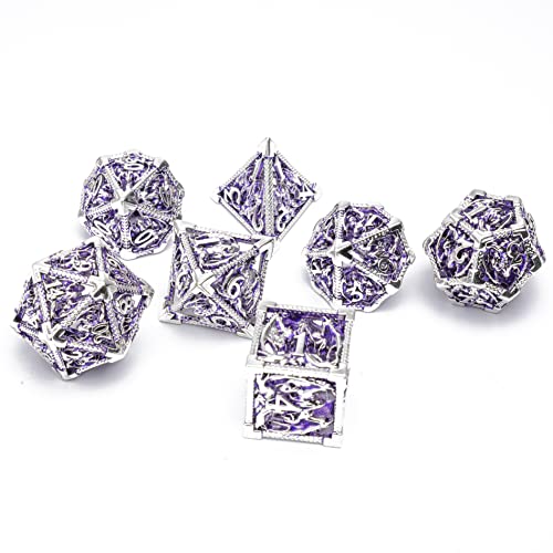 Dnd Metal Dice Set Polyhedral Dice Set Dungeons And Dragons Dice Hollow Dice 7Pcs Suitable For Dnd Rpg Mtg Dungeon And Dragons Table Board Roll Playing Games #TOP1