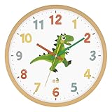 Koosome Dinosaurier Wanduhr Kinder 30 cm Lautlose Quarzuhr für Kinderzimmer, Bunte Dinosaurier Motiv Uhr, Ideal für Schule, Schlafzimmer und Klassenzimmer, Geräuschlose Lernuhr für Jungen und Mädchen