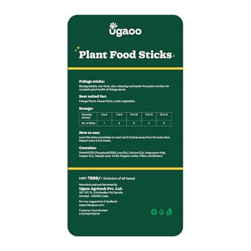 Image of UGAOO Plant Food Fertilizer Sticks for Indoor & Outdoor Plants | Slow Release Plant Fertilizer | Plant Growth Booster & Nutrition for Potted Plants, Home Garden | Lasts Up to 60 Days | Pack of 40