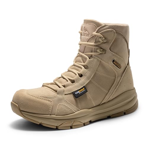 NORTIV 8 Men's Lightweight Military Tactical Work Boots Outdoor Hiking Motorcycle Combat Boots 6.5 Sand